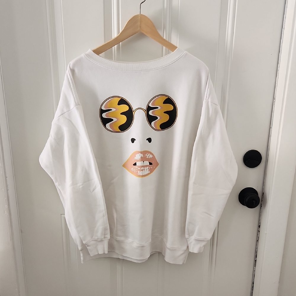 Wildfox Oversized White Graphic Hoodie